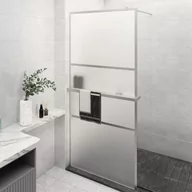 Ścianki i drzwi prysznicowe - vidaXL Ścianka prysznicowa z półką, chrom, 90x195 cm, ESG i aluminium - miniaturka - grafika 1