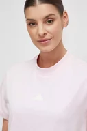 Koszulki sportowe damskie - adidas t-shirt damski kolor różowy - miniaturka - grafika 1