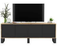 Szafki RTV - Szafka Rtv Loft Komoda Industrial Wotan czarny Mat - miniaturka - grafika 1