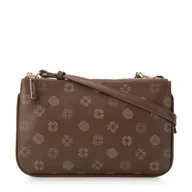 Torebki damskie - Damska minitorebka ze skóry w monogram dwukomorowa brązowa - miniaturka - grafika 1