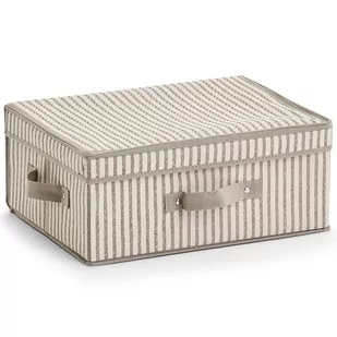 Zeller Pudełko do przechowywania z pokrywką z Stripes, z włókniny, Beige (14645) - Pudła i pojemniki do przechowywania - miniaturka - grafika 1