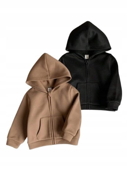 SHEIN BLUZA DZIECIĘCA Z KAPTUREM I KIESZENIĄ NA ZAMEK CZARNA 92 11EC