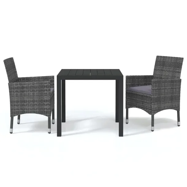 Komplet mebli ogrodowych z rattanem PE, stół 80x80x74 cm, krzesła szare