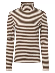 Marie Lund - Damska koszulka z długim rękawem, brązowy|biały - Bluzki damskie - miniaturka - grafika 1