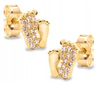 Biżuteria dla dzieci - ZŁOTE KOLCZYKI GWIAZD STÓPKI NÓŻKI 333 CYRKONIA - miniaturka - grafika 1