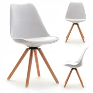 Krzesła - Skandynawskie Krzesło Obrotowe Z Tworzywa Luis Rot Białe Ekoskóra Noga Buk - miniaturka - grafika 1