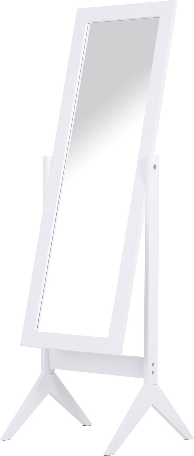 HOMCOM Lustro stojące Pełnowymiarowe lustro do makijażu Podnoszone nóżki Łatwa w pielęgnacji płyta MDF Biały 47 x 46 x 148 cm
