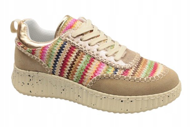 Skórzane Sneakersy Plecionka Tweedowe 37