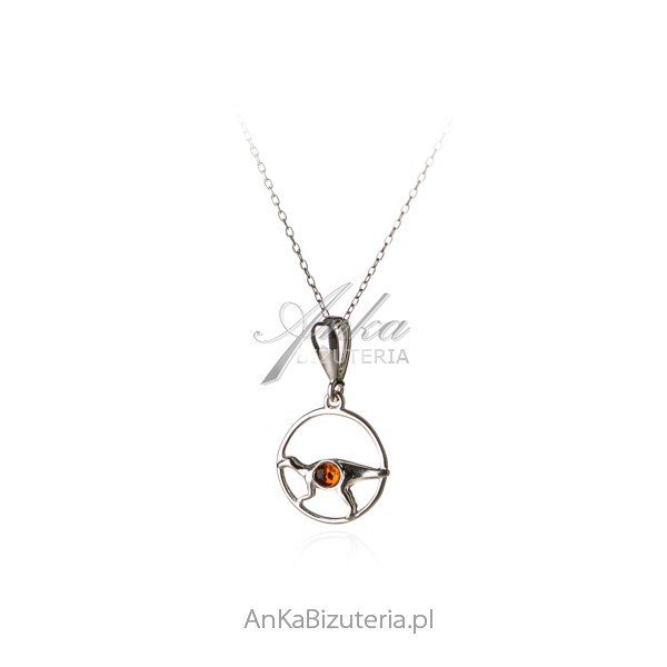 ankabizuteria.pl Srebrna zawieszka z bursztynem DINOZAUR