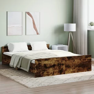 Rama łóżka z wezgłowiem i zanóżkiem, przydymiony dąb, 160x200cm Lumarko! - Łóżka - miniaturka - grafika 1
