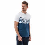 Koszulki męskie - T-shirt męski dwukolorowy z nadrukiem ciemnoniebieski V1 OM-TSPT-0177 L - miniaturka - grafika 1