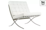Taborety i hokery - Modesto Design Fotel BARCELON biały - ekoskóra, stal polerowana KH.21456 - miniaturka - grafika 1