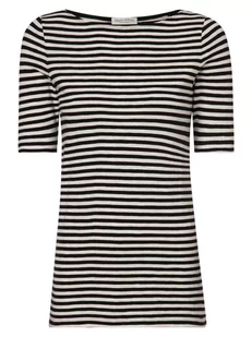 Marc O'Polo - T-shirt damski, czarny|biały - Koszulki i topy damskie - miniaturka - grafika 1