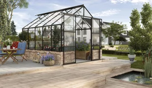 VITAVIA szklarnia ogrodowa Cassandra 9900, czarna - (9,9 m2; 2,57 x 3,85 m) + szkło hartowane - Szklarnie ogrodowe - miniaturka - grafika 7