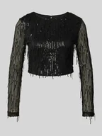 Koszulki i topy damskie - Top krótki o kroju regular fit z cekinami i frędzlami model ‘SPACEY’ - miniaturka - grafika 1