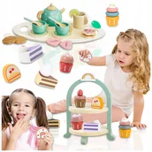 Zabawy w naśladowanie dorosłych - DREWNIANA KAWIARNIA DLA DZIECI ZESTAW XXL DO KAWY SERWIS HERBATY CUKIERNIA - miniaturka - grafika 1