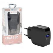 Ładowarki do telefonów - Ładowarka Sieciowa 3A Czarna Vega Faston Quick 3.0 Fast Charger 3000Mah - miniaturka - grafika 1