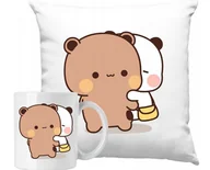 Gadżety dla niej i dla niego - ZESTAW PODUSZKA + KUBEK BUBU LOVES DUDU Pomysł Na Prezent + IMIĘ #2 - miniaturka - grafika 1