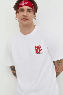 Koszulki męskie - Quiksilver t-shirt bawełniany męski kolor biały z nadrukiem - grafika 1