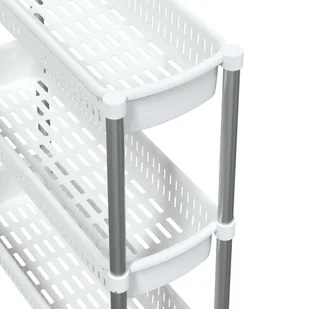 Lumarko Wózek do przechowywania z 3 półkami, srebrno-biały, aluminiowy - Półki do salonu - miniaturka - grafika 6
