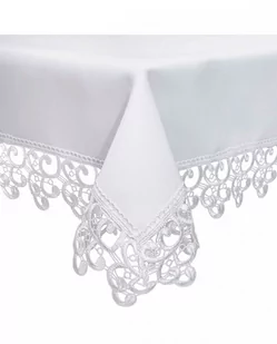 Łóżkoholicy Obrus Plamoodporny z Gipiurą Koronką Biały 130x200 1209604 - Obrusy i serwetki - miniaturka - grafika 1