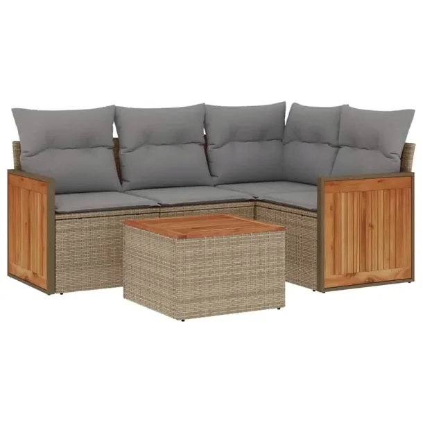 Zestaw mebli ogrodowych modułowych beżowy rattan PE, wymiary: 62x62x69 cm