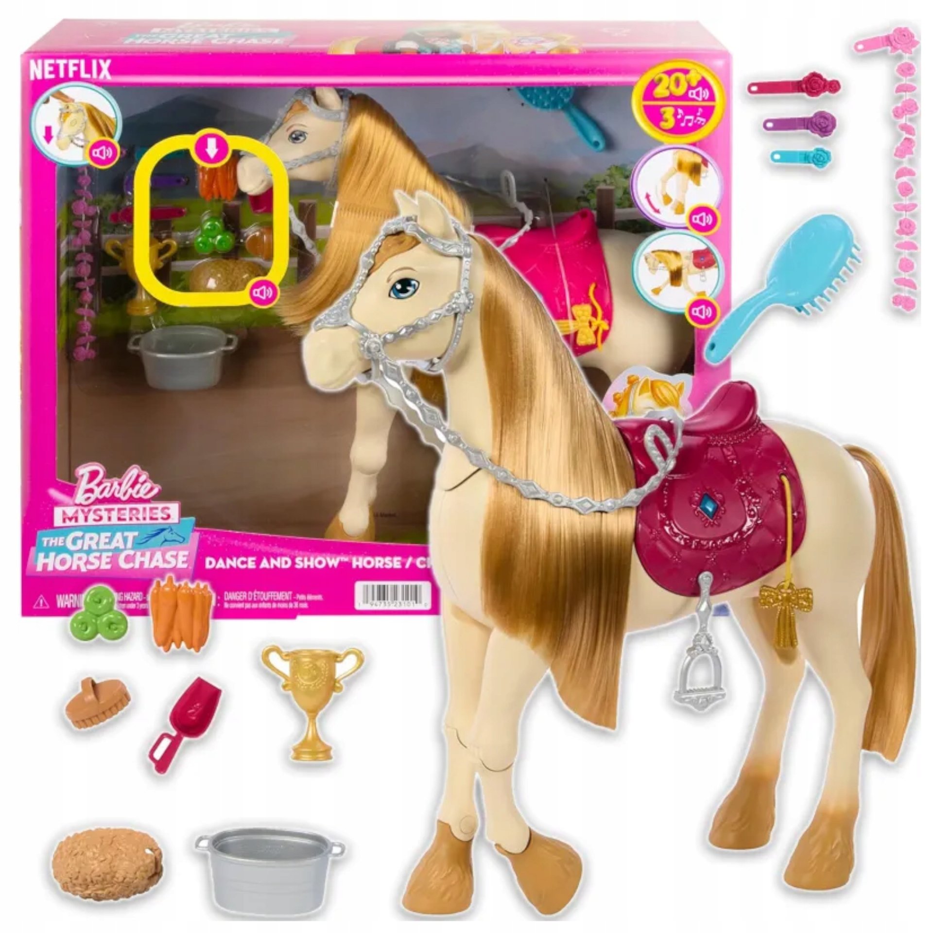 Barbie Tańczący Koń Tornado Kucyk Interaktywny dźwięk i ruch Netflix HXJ42