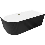 Wanny - Mexen Silo wanna wolnostojąca narożna prawa ryflowana 150 x 75 cm, biała/czarna, przelew złoty - 52891507575P-50 - miniaturka - grafika 1