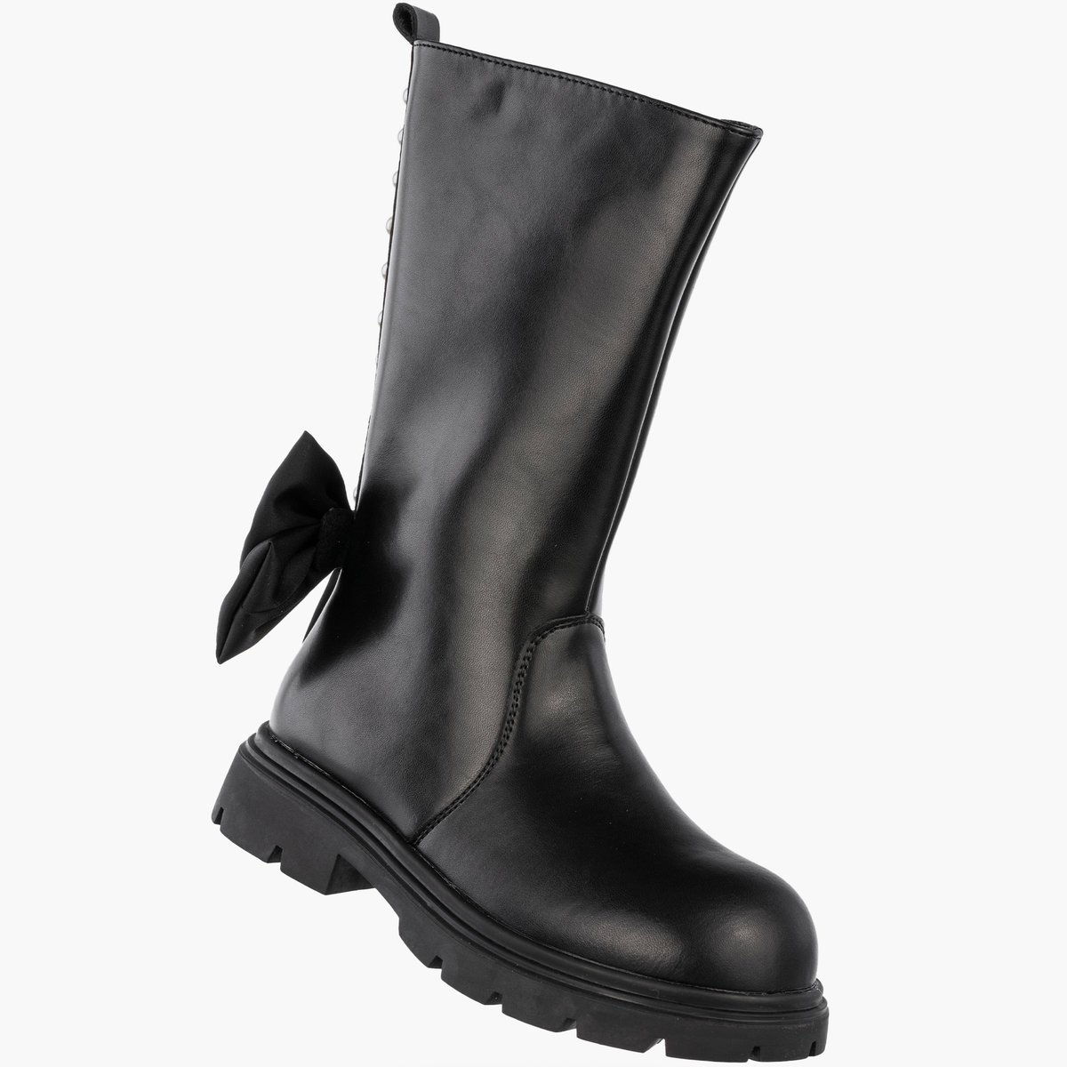 Kozaki Dziecięce Botki Ekoskóra Z Kokardą Zimowe Ocieplane Czarne Apawwa B5720R-A Czarny 28