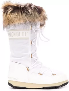 Kozaki damskie - buty zimowe damskie MOON BOOT MONACO HIGH White - grafika 1