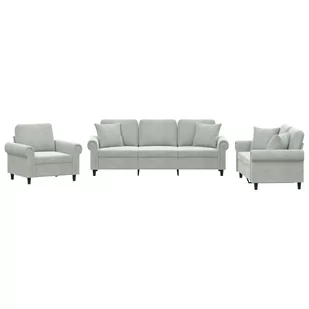 3-częściowy komplet wypoczynkowy z poduszkami, jasnoszary, aksamit Lumarko! - Sofy i kanapy - miniaturka - grafika 3