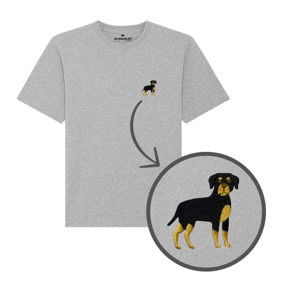 Haftowany T-shirt - ROTTWEILER - szary M