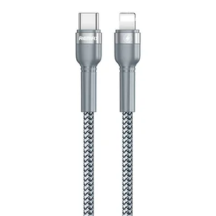 REMAX Jany nylonowy kabel przewód USB Typ C - Lightning 100 W 5A Power Delivery 1 m srebrny (RC-171) - Kable USB - miniaturka - grafika 1