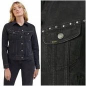 Kurtki damskie - Lee RIDER JACKET Midnight Peace dopasowana damska katana kurtka jeansowa L - LEE - miniaturka - grafika 1