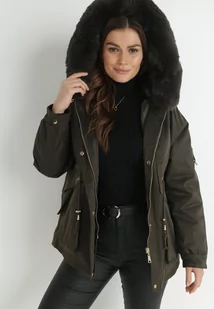 Ciemnozielona Kurtka Nylonowa Parka z Odpinanym Futerkiem Beaten - Kurtki damskie - miniaturka - grafika 1