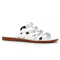 Klapki i japonki damskie - Srebrne klapki damskie CARINII - Carinii - miniaturka - grafika 1