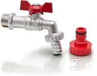 Zawory i kraniki - Zawór kulowy czerpalny Oligo z dławikiem z motylkiem aluminiowym (MAl) z końcówką do węża i szybkozłącza niklowany 3/4" - miniaturka - grafika 1