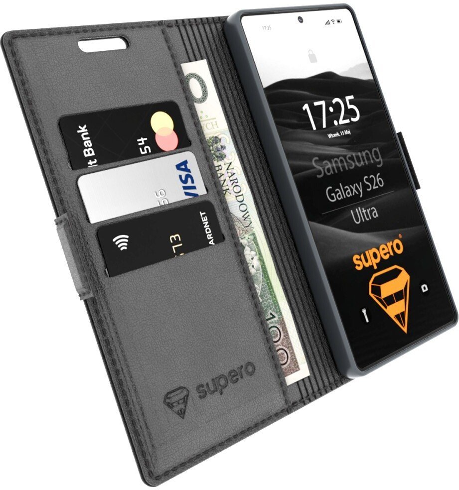 SUPERO Etui z klapką Supero Business Wallet Case do Samsung Galaxy S26 Ultra, czarne