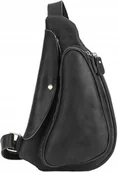 Torby męskie - LEATHARIO PLECAK TORBA MĘSKA SLING BAG CZARNA MAŁA SKÓRA NATURALNA - miniaturka - grafika 1