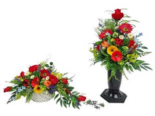 MAKI KWIATY POLNE (480.6) stroik + bukiet KOMPLET na cmentarz - Sztuczne kwiaty - miniaturka - grafika 1