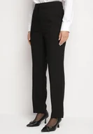Spodnie damskie - Czarne Spodnie Garniturowe Typu Cygaretki z Wiskozą i Wysokim Stanem Tiarielle - miniaturka - grafika 1