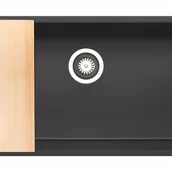 Zlewozmywaki - Zlewozmywak konglomeratowy jednokomorowy podwieszany Tetragon czarny 70 Pyramis - miniaturka - grafika 1