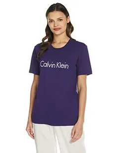 Calvin Klein - Damski top od piżamy - komfortowa bawełniana linia - damska bielizna nocna CK - Charakterystyczne logo czarne nadruk - 100% bawełna piżama top, Liberty Purple, M - Koszulki i topy damskie - miniaturka - grafika 1