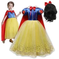 Dodatki do strojów karnawałowych - Strój Kostium Przebranie Sukienka Królewna Śnieżka Bal Karnawał 134 / 140 Cm Peruka - miniaturka - grafika 1