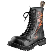 Botki męskie - glany STEEL - FLAMES (10-dziurkowe)-36 - miniaturka - grafika 1