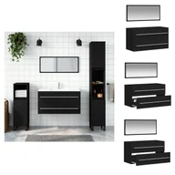 Szafki łazienkowe - vidaXL Szafka łazienkowa z lustrem czarna materiał drewnopodobny - Zestawy mebli łazienkowych - miniaturka - grafika 1