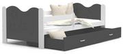 Łóżka - Łóżko parterowe 160x80 biały szary MIKOŁAJ - miniaturka - grafika 1