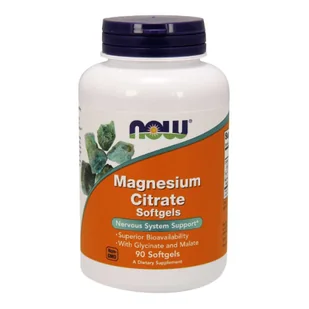 Now Foods Foods, USA Foods Magnesium Citrate (Cytrynian magnezu) 90 kaps. - Witaminy i minerały - miniaturka - grafika 1