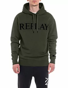 Replay Męska bluza z kapturem, 238 khaki, XL - Bluzy męskie - miniaturka - grafika 1