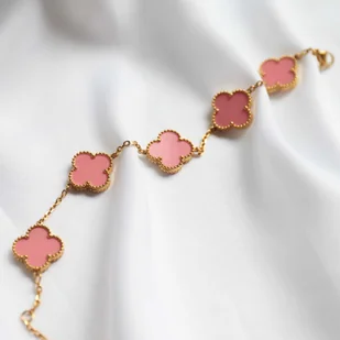 Bransoletka damska różowa czterolistna koniczynka ze stali szlachetnej - Bransoletki Bransoletka damska różowa czterolistna koniczynka ze stali szlachetnej - Bransoletki - miniaturka - grafika 1